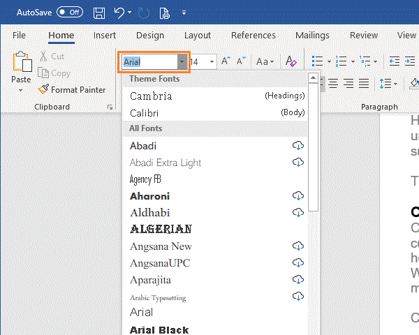 Change Font in Word