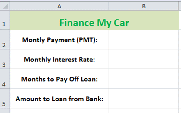 Calculate Monthly Payments (PMT) Image 1 - Excel Tutorials Using Financial Functions