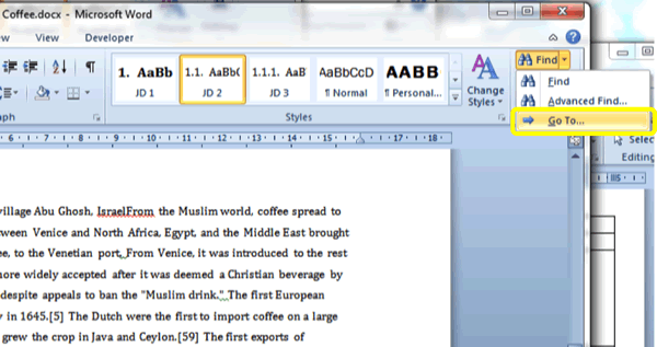 The Go To Function - Microsoft Word Tutorial
        