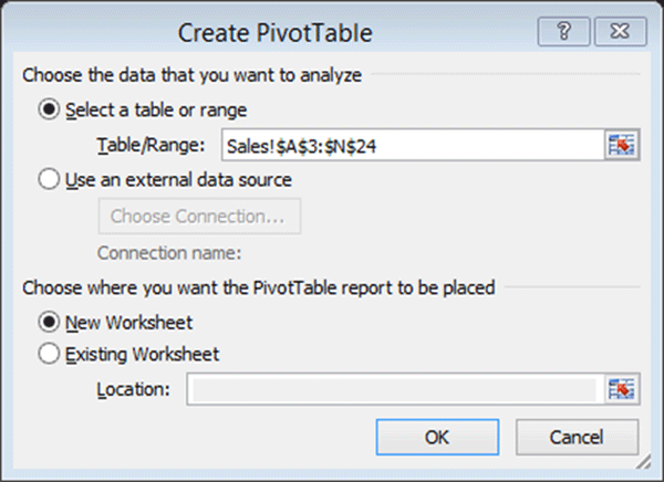 Inserting a Pivot Table Image 1 Excel Tutorial