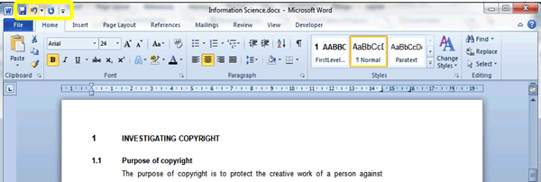 The Quick Access Toolbar - Microsoft Word Tutorial