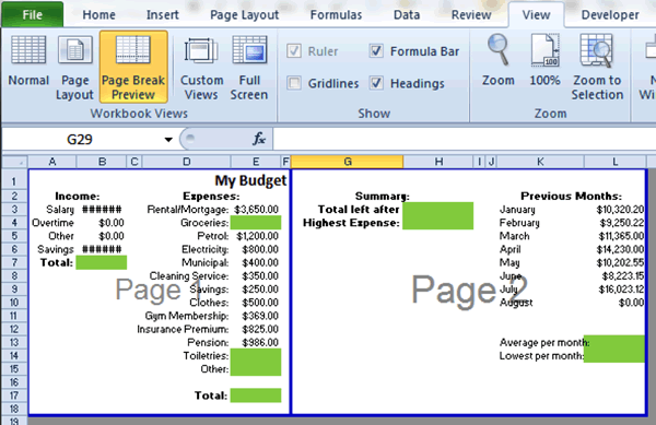 Page Break Preview - Excel Tutorial