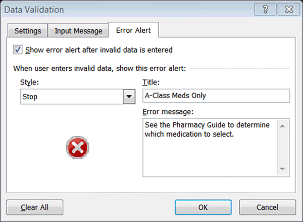 Error Alert Messages - Using Data Validation Tools - Excel Tutorial