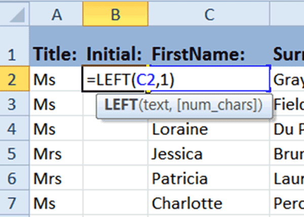 Using LEFT function Excel Tutorial