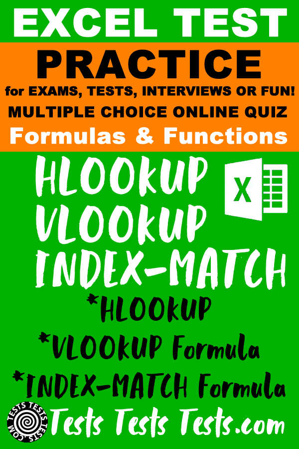 Excel HLOOKUP, VLOOKUP & INDEX-MATCH Test
                    Excel Formulas & Excel Functions 2016