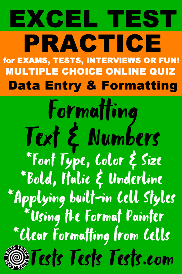 Formatting Text In Excel -
                    Formatting Numbers Excel Test
                    Excel 2016 Test