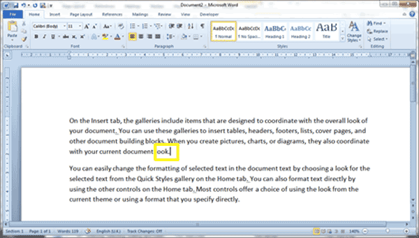 Microsoft Word Test - Question 1 - Entering, Selecting, Editing and Deleting Text